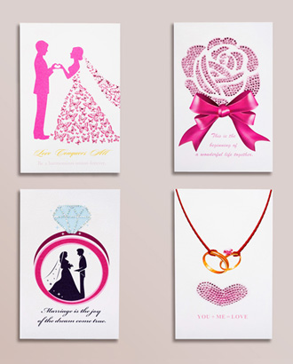 Handmade Rhinestone<br>Wedding cards