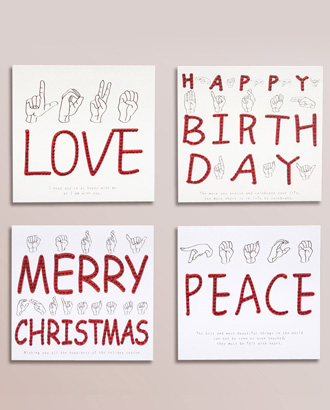 Handmade Rhinestone<br>Sign Language Greeting cards