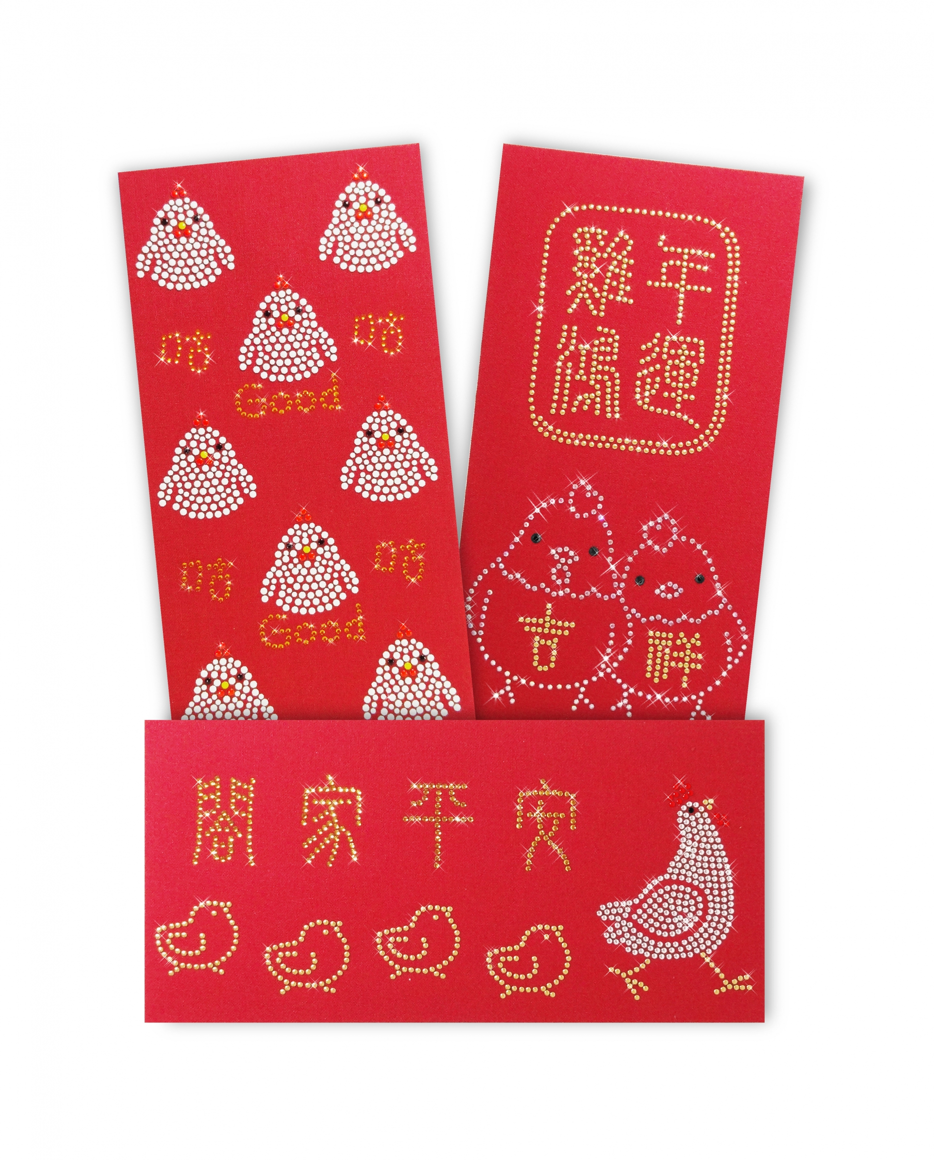 Chinese New Year Rhinestone Red Evenlope- Cartoon Golden Rooster
