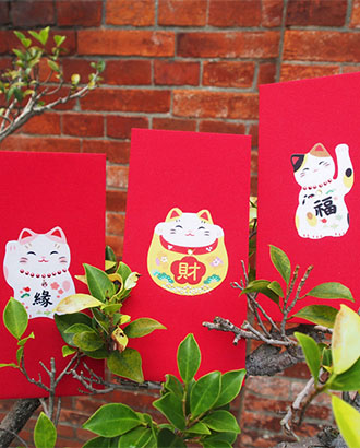 Rhinestones Red Envelope-Maneki neko