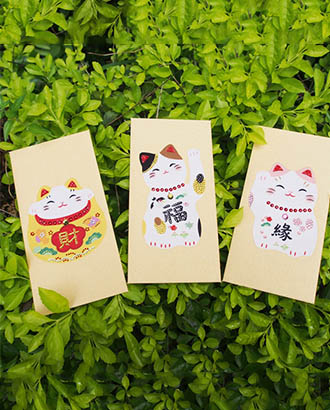 Rhinestones Red Envelope-Maneki neko